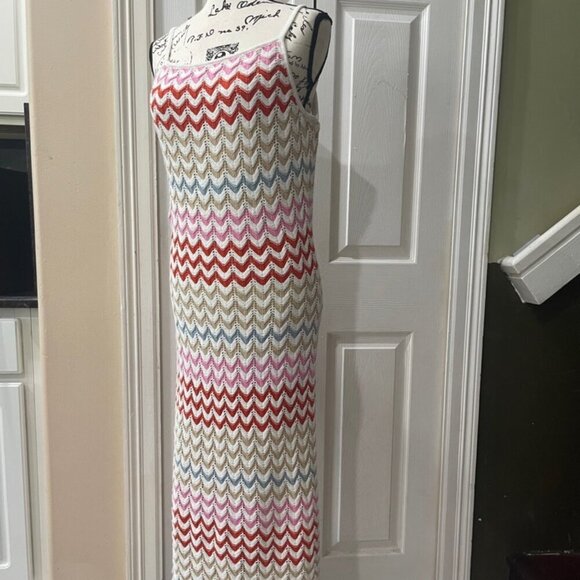 RACHEL & ZOE MAXI DRESS CROCHET KNITTED BODYCON MULTICOLOR Sz M CUTE GOTH PREPPY - Picture 5 of 16